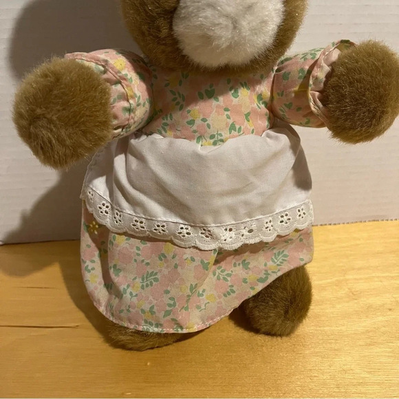 Vintage 1987 Prestige Toy Corp. “Rabbit”Plush Brown Wearing Dress & Pink Bow - Picture 3 of 7